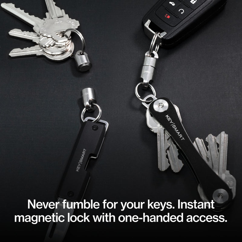 KeySmart MagConnect Magnetic Key Holder for Purse, Key Chains for Car Keys - Detachable Key Ring Quick Release Keychain Titanium (3 Pack)