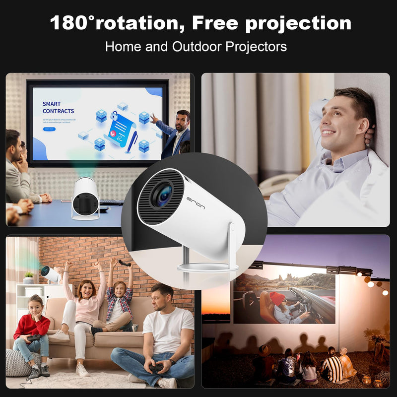Mini Projector, HY300 PRO Portable Projector, Support 4K 1080P with Dual-Band WIFI6 5G Wireless 5.0 Bluetooth Android 11, 180° Rotatable, Auto Keystone Correction, 35"-130" Screen Video Projector HY300PRO-A
