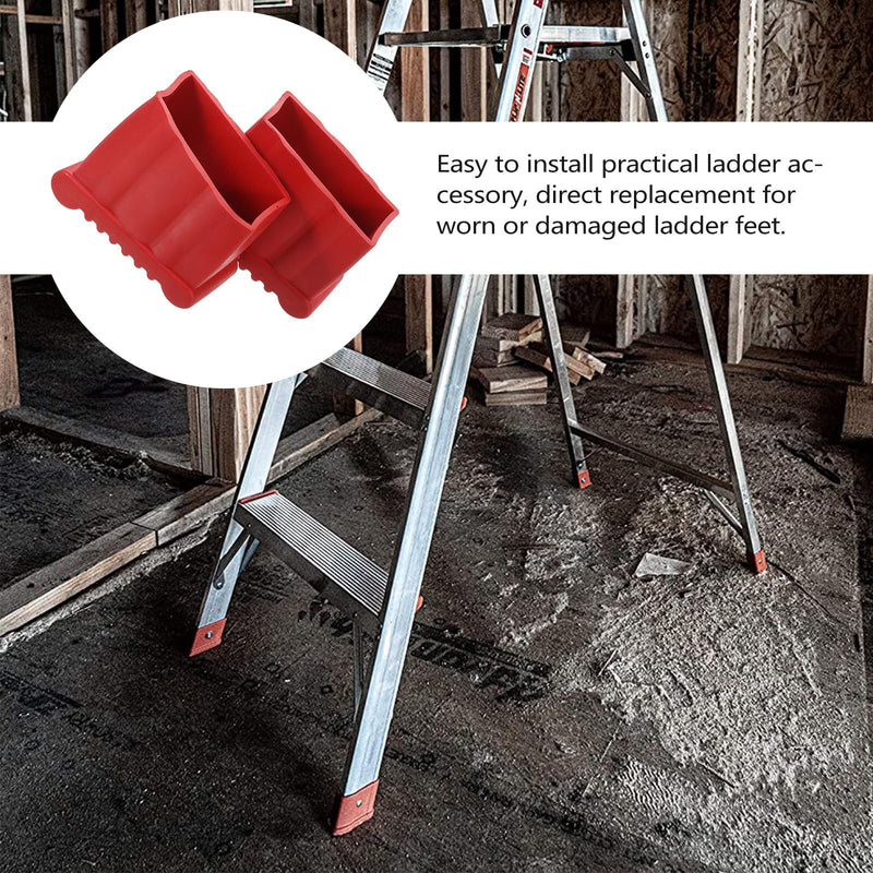 DOITOOL Werner Ladder Accessories 2PCS Step Ladder Foot Covers Ladder Feet Mat Non Slip Folding Ladder Feet Rubber Pads Covers Ladder Foot Pads Antiskid Ladder Leg Caps, 3.54x3.26x1.57 Inch (Red)