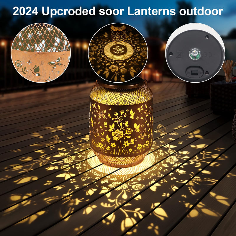 Butterfly Solar Lanterns Outdoor, Birthdays Gifts for Women Mom Grandma, Metal Waterproof Hanging Hollow Out Garden Decorative Solar LED Light for Yard, Patio, Lawn, Porch, Backyard Style_Butterfly - NewNest Australia