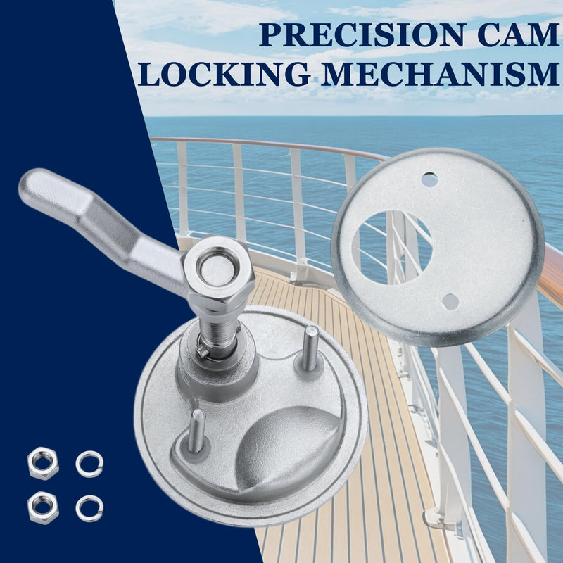 SHENGHUISS Boat Cam Latch,Flush Pull Handle,316 Stainless Steel Boat Hatch Latch with Back Plate for Yachts, Ships,RVs 1 pack