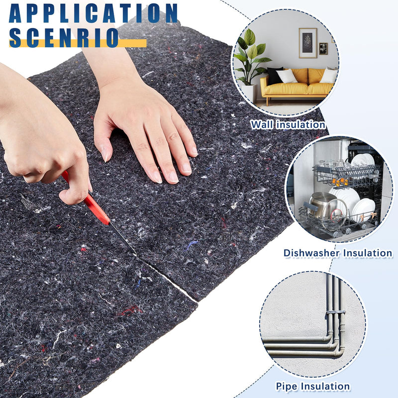 Frienda 2 Pcs Dishwasher Insulation Blanket Cotton Insulation Blanket Sound Roll for Wall, Pipe, Dishwasher(Grey,16 x 48 x 0.2 Inches) Gray 16 x 48 x 0.2 Inches