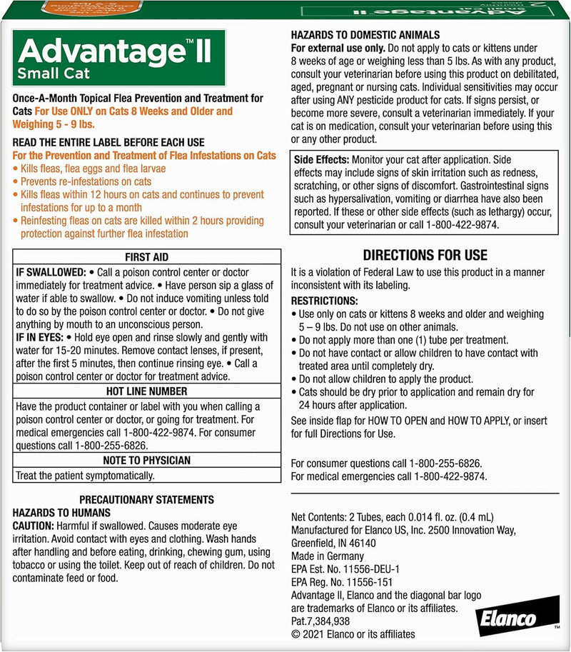 Bundle of Advantage II Vet-Recommended Flea Treatment & Prevention | Cats 5-9 lbs. + Advantage Household Spot & Crevice Spray 24 oz. Small Cat + Household Spray