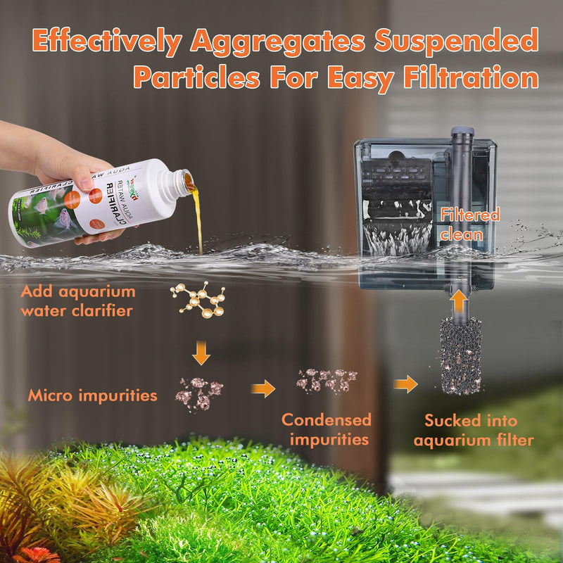 hygger Aquarium Water Clarifier, Water Clarifier for Fish Tank, Clears Cloudy Water for Freshwater and Saltwater Tanks, 300 ML