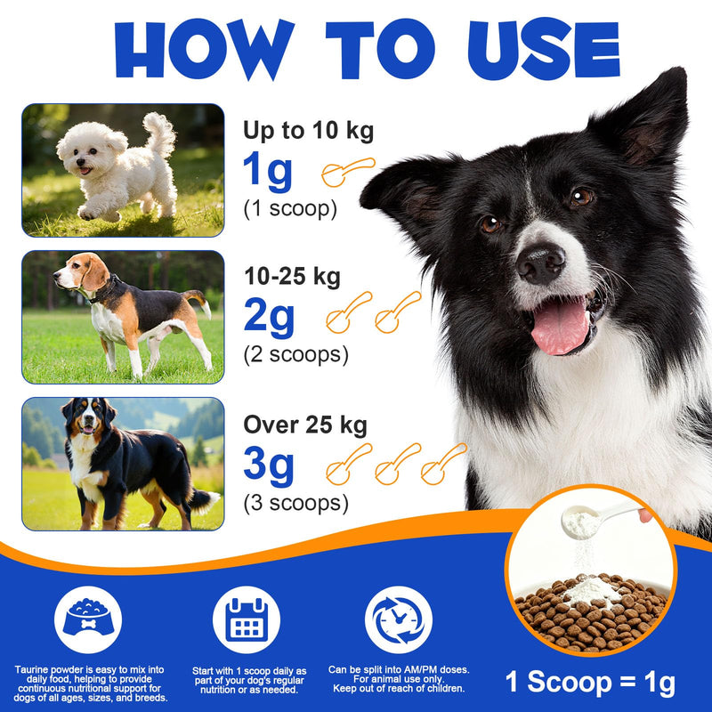 Taurine for Dogs,Taurine Supplement for Dogs,Taurine Supplement Powder for Dogs,Doggy Supps Taurine Powder,Easy-to-Mix Daily Supplement,Immune Support,Advanced Heart,Vision&Cognitive Support