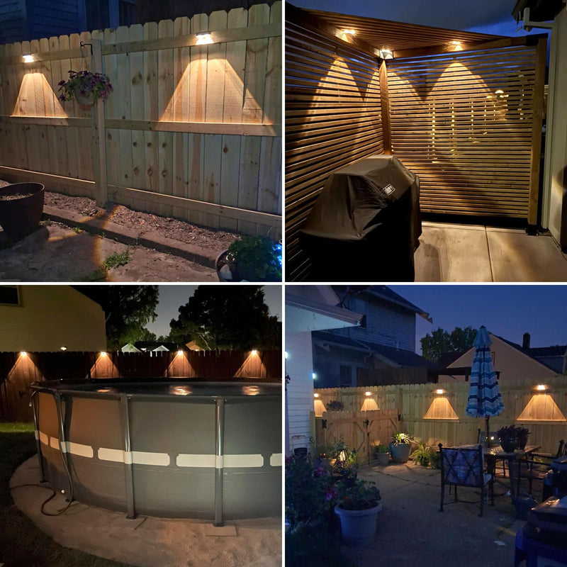 Solar Fence Lights Outdoor - 3 Color Modes(3000K/4000K/6000K), IP55 Waterproof Solar Lights, Fence Light Solar Powered for Outside, Backyard, Railing, Steps, Patio and Wall Lighting