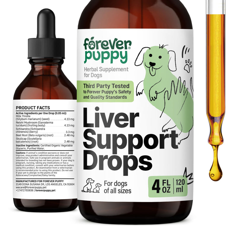 Forever Puppy Liver Support for Dogs - Liquid Milk Thistle Extract for Dogs - Liver Detox Vitamins and Supplements for All Breeds & Sizes - Sugar & Alcohol-Free Drops - 4 oz 4 fl oz