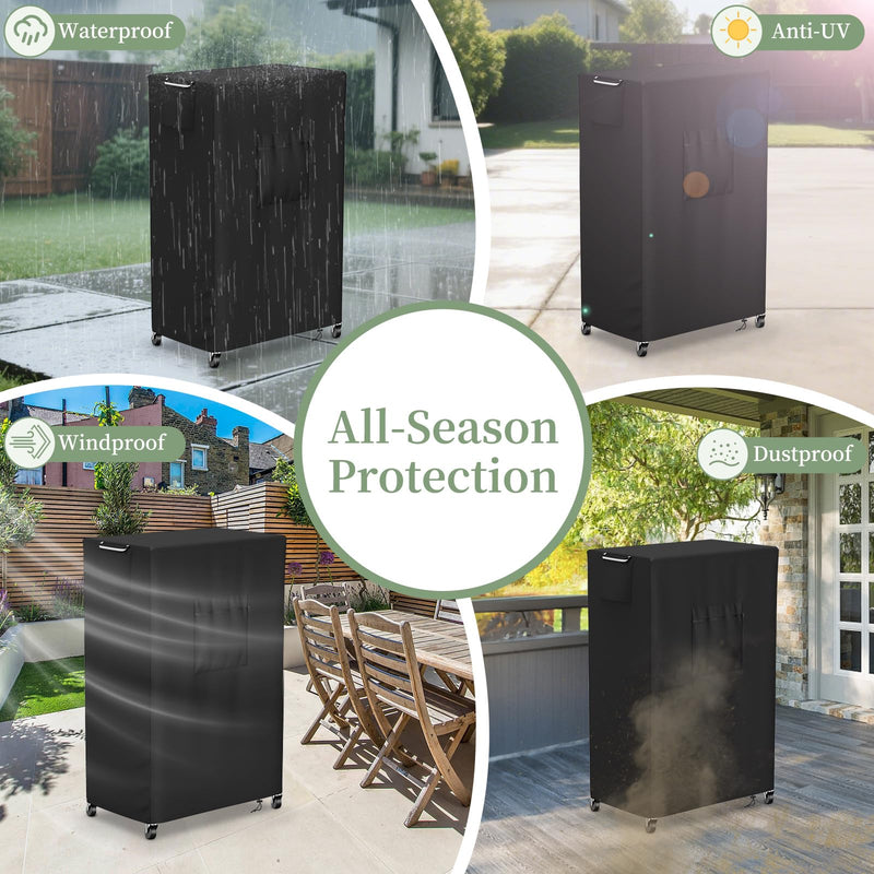 Evaporative Cooler Cover for Hessaire MC37M/MC37V 3100CFM,Outdoor Heavy Duty Waterproof Swamp Cooler Covers for AC Unit Protection,25"L x 18"W x 37"H,Black 25"L x 18"W x 37"H