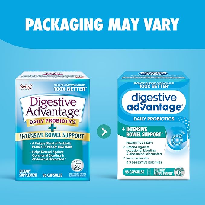 IBS Daily Probiotic Capsules for Digestive Health & Gut Health, Digestive Advantage Probiotics For Men and Women (96 count box) - Digestible Enzymes IBS 96CT - NewNest Australia