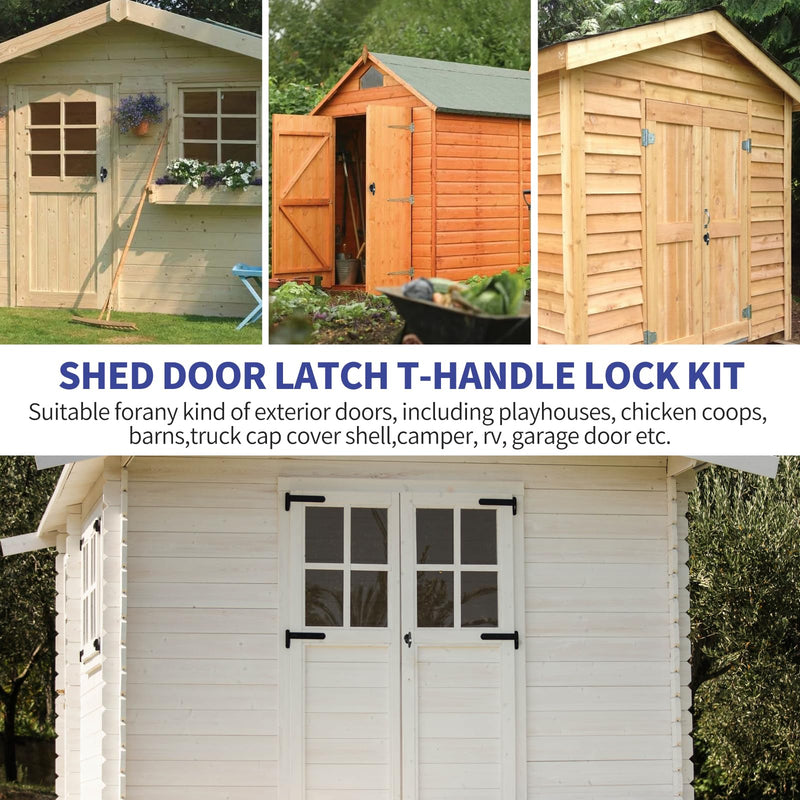 Shed Door Lock Latch, 5-1/2 Inch Stem Shed Door T Handle Lock with 4 Keys Hardware Set for Storage Barn Camper RV Garage, Fits on 4-1/2" Max Thickness
