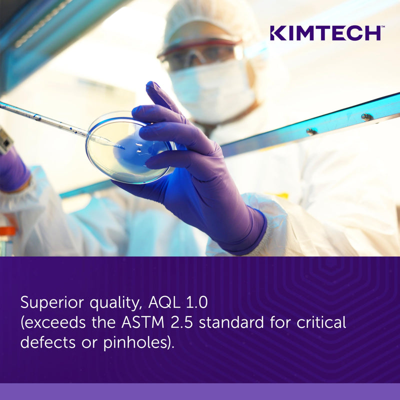Ansell Kimtech™ Purple Nitrile™ Disposable Exam Gloves, 5.9 Mil, for Healthcare, Dental, Physicians, & Laboratory, Size Small, Purple (Box of 100) Size 7 (S) Dispenser Standard/Cuff Length