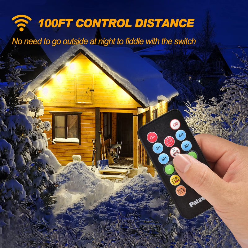Outdoor Dimmer for String Lights, 600 W Outdoor Dimmer Switch, 100 FT Remote Control Light Dimmer, Dusk to Dawn Dimmer Plug for Dimmable Outdoor String Lights, Lamps and Patio Lights,Timer,Waterproof