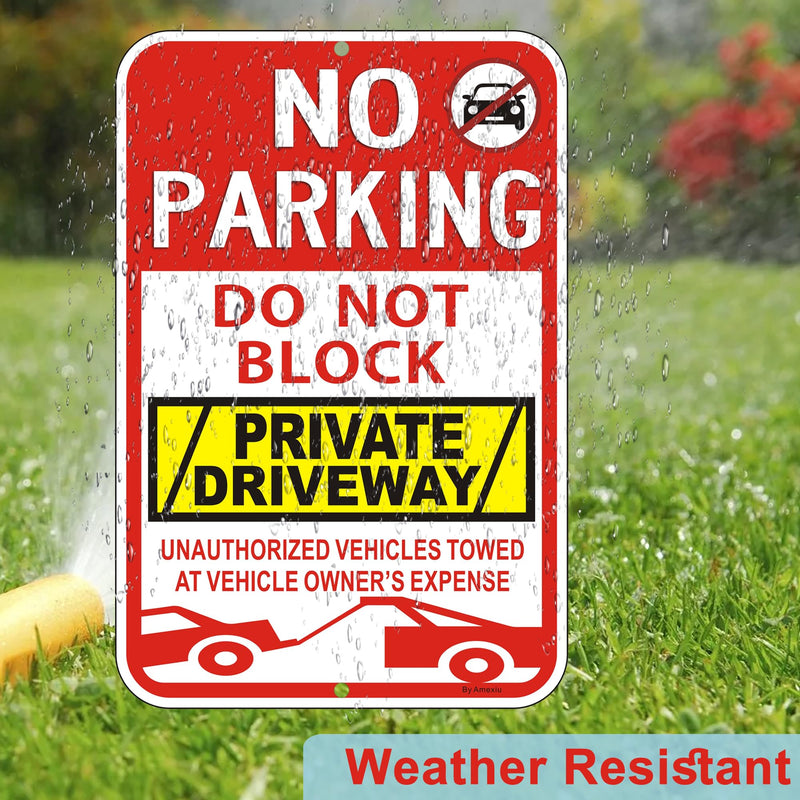 2 Pack Large No Parking Sign Do not Block Private Driveway Signs, "Unauthorized Vehicles Towed At Vehicle Owner’s Expense" Metal Sign,18 x 12 x 0.04 Inches Fade Free&Rustproof Durable Aluminum 18"x12"- 2Pack Red