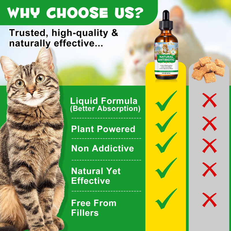 Antibiotics for Cats, Natural Antibiotics for Cats, Cat Multivitamin for Pets, Cat Antibiotics Helps Support a Healthy Immune System, 2 Fl Oz