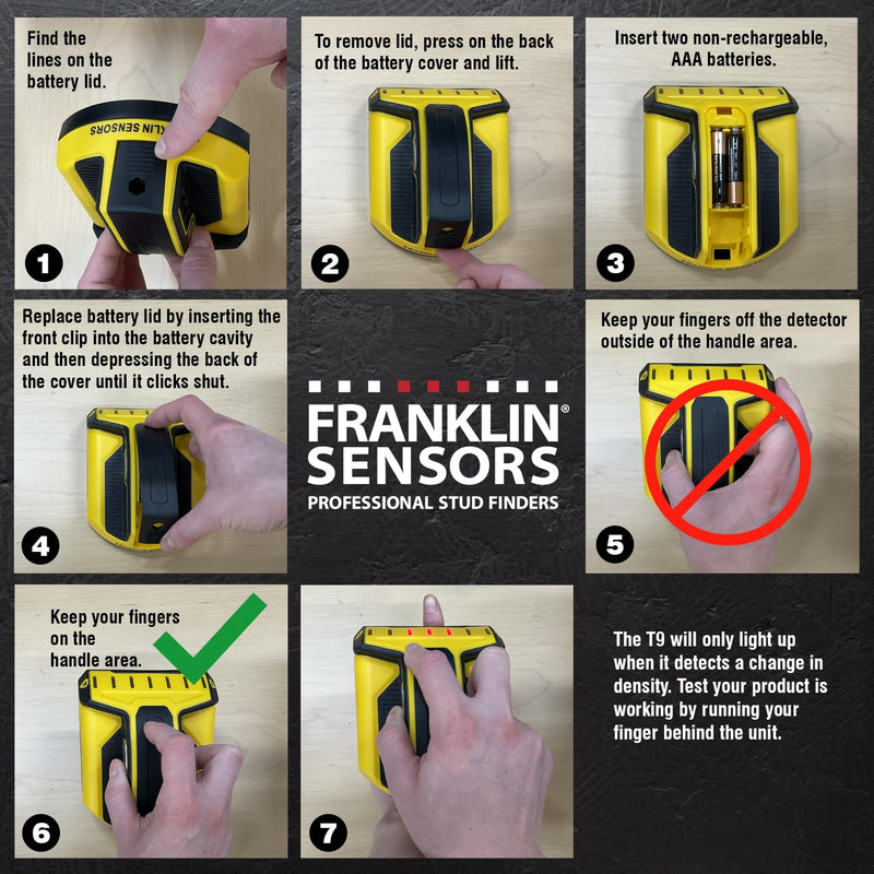 Franklin Sensors ProSensor T9 Stud Finder with 8-Sensors, Wood & Metal Stud Detector/Wall Scanner