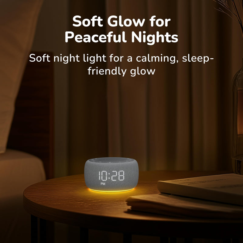 Buffbee Alarm Clock with Sound Machine for Bedrooms – 2-in-1 White Noise Machine for Sleep, Gentle Wake-Up with Soft Alarm Sounds, Ambient Night Light, Plug-in, Sleep Better, Wake Gently Fog Standard (Plug-in + 2-in-1)