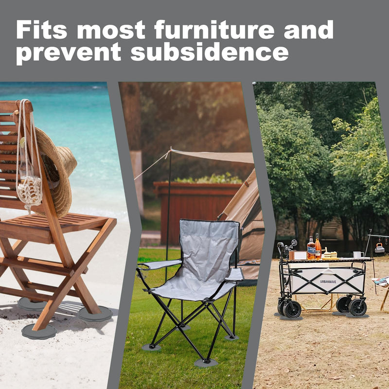 Furniture Pads for Camping Chairs Anti-Sinking Outdoor Furniture Cups Chair Leg Protectors for Sand, Lawn or Soft Ground (8, Grey, 5.35 in) 8
