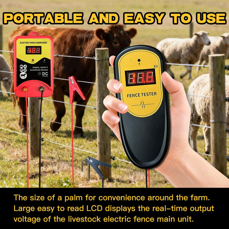 Electric Fence Tester and Fault Finder, 13KV Digital Electric Fence Voltage Tester 500V-13000V Pulse Meter, Quick Repair & Troubleshooting Tool for Farm, Ranch, Horse and Cattle Fences
