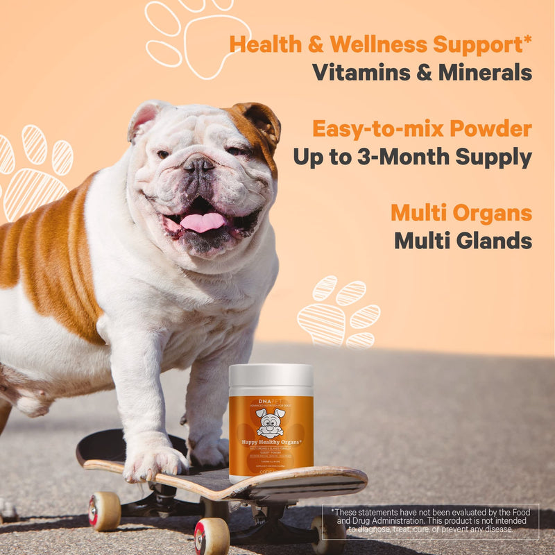 Happy Healthy Organs & Glands Supplement for Dogs, Freeze-Dried Raw Grass-Fed Beef Liver Heart Kidney Spleen Pancreas Bone Marrow, Bovine Thymus Multi Organ Powder, Canine Vitamins, 3 oz - PawsPlanet Australia