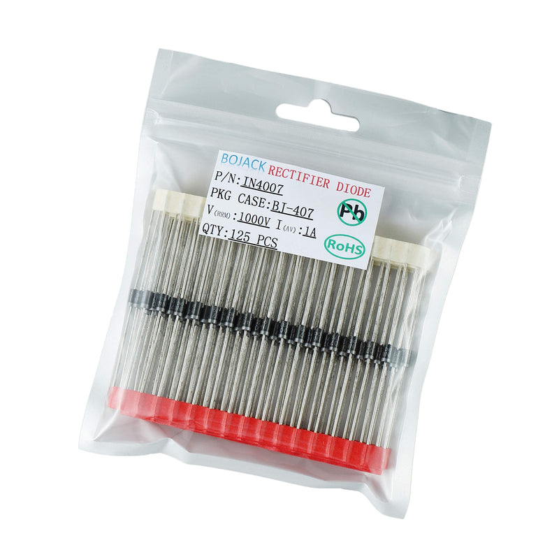 BOJACK 1N4007 Rectifier Diode 1 A 1000 V DO-41 Axial 4007 1 amp 1000 Volt Electronic Silicon Diodes (Pack of 125)