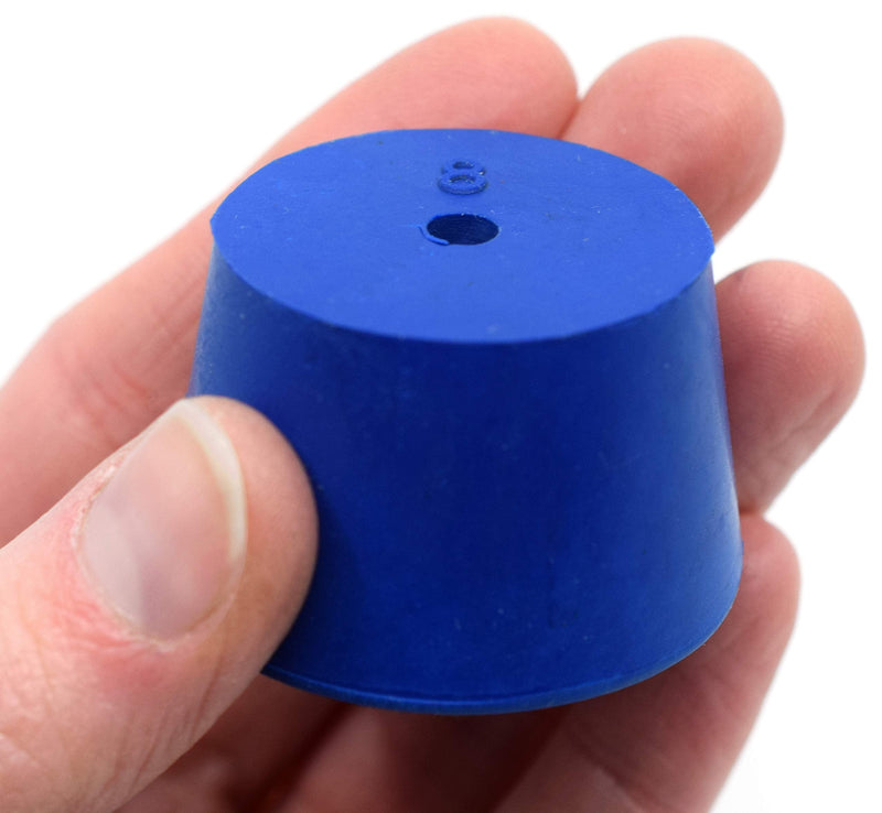 EISCO 10PK Neoprene Stoppers, 1 Hole - ASTM Size: #8-33mm Bottom, 41mm Top, 25mm Length Suitable for use with Petroleum, Oils & Most Inorganic Acids and Bases- Eisco Labs