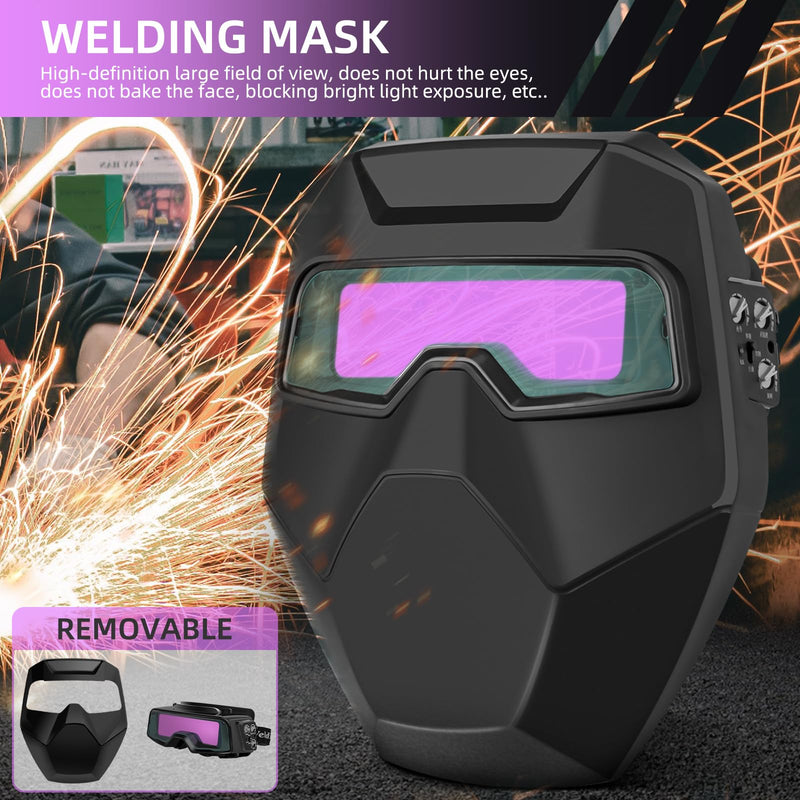 Welding Goggles Auto Darkening Plasma Cutting Glasses - Eye Protection Safety Goggles for Welding Blackish Purple