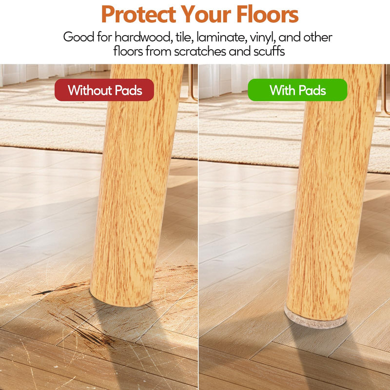 Furniture Pads 300 Pack Premium Furniture Felt Pads (Beige), Huge Quantity Self Adhesive Anti Scratch Floor Protector for Furniture Legs Hardwood with 60 Cabinet Door Bumpers Beige