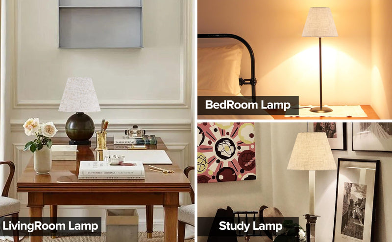 GOSO Set of 2 Small Beige Lamp Shades for Table Lamps,Wall Mount Natural Fabric Drum Lamp Shade-5 * 9 * 6.4inch(Spider) Rustic Lampshades Replacement No Assembly Required-Modern Bell Shade Small Drum-5*9*6.4 IN-2 pack Beige-oatmeal linen
