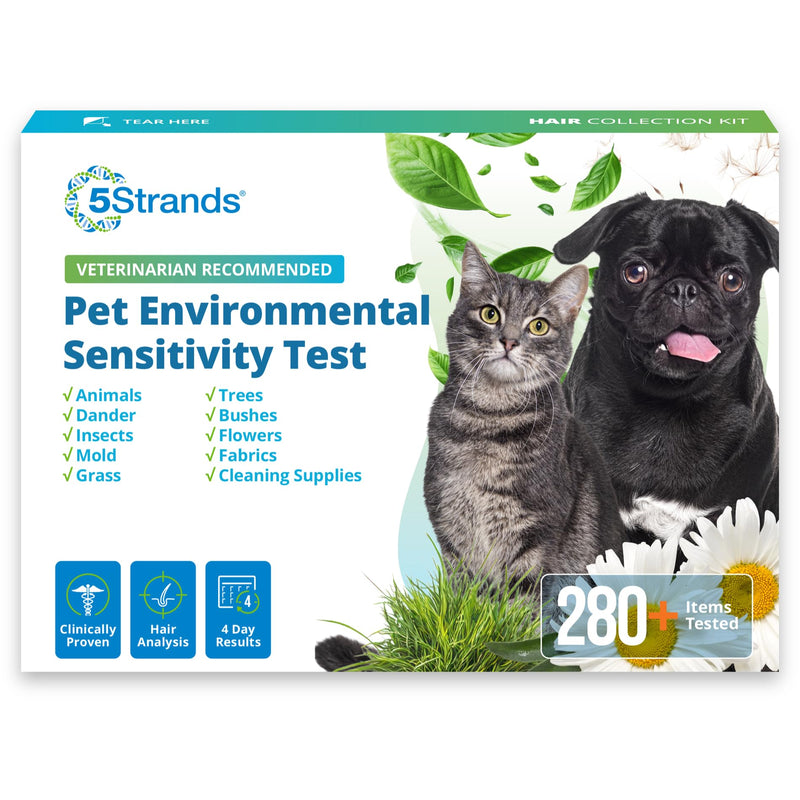 5Strands Pet Environmental Sensitivity Test, 282 Items Tested, at Home Intolerance Test for Dogs & Cats - Fabrics, Grass, Trees, Pollen, All Ages & Breeds, Pet Health Check, Results in 4 Days