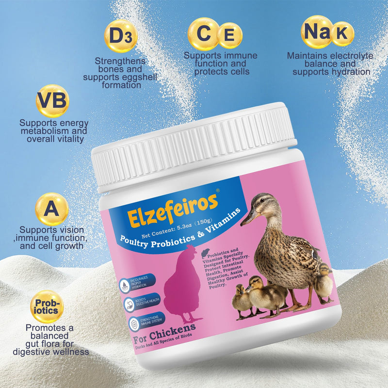 Chicken Probiotic & Vitamin Supplement for Immune Support & Egg Production,Digestive Aid and Hydration Support,Poultry Supplement for Chickens and Ducks and All Ages of Birds(5.3oz) 5.3OZ