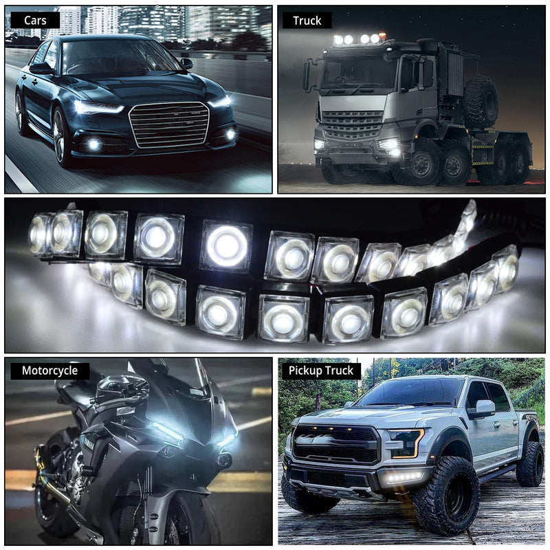 White 20 LED Daytime Running Strip Light Marine Navigation Led Boat lamp IP67 Waterproof High Power Clearance Light Flexible Bright Spot Fog Light Auto Accessories Universal Fit Many Car Truck 2pcs 20Led