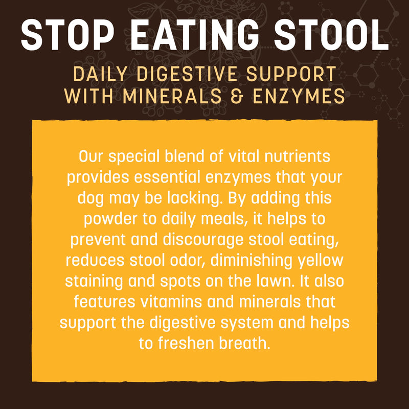 Earth Animal Apothecary Powder Supplement - Stop Eating Stool Nutritional Powder for Dogs & Cats - 8 oz Stop Eating Stool Nutritional Supplement