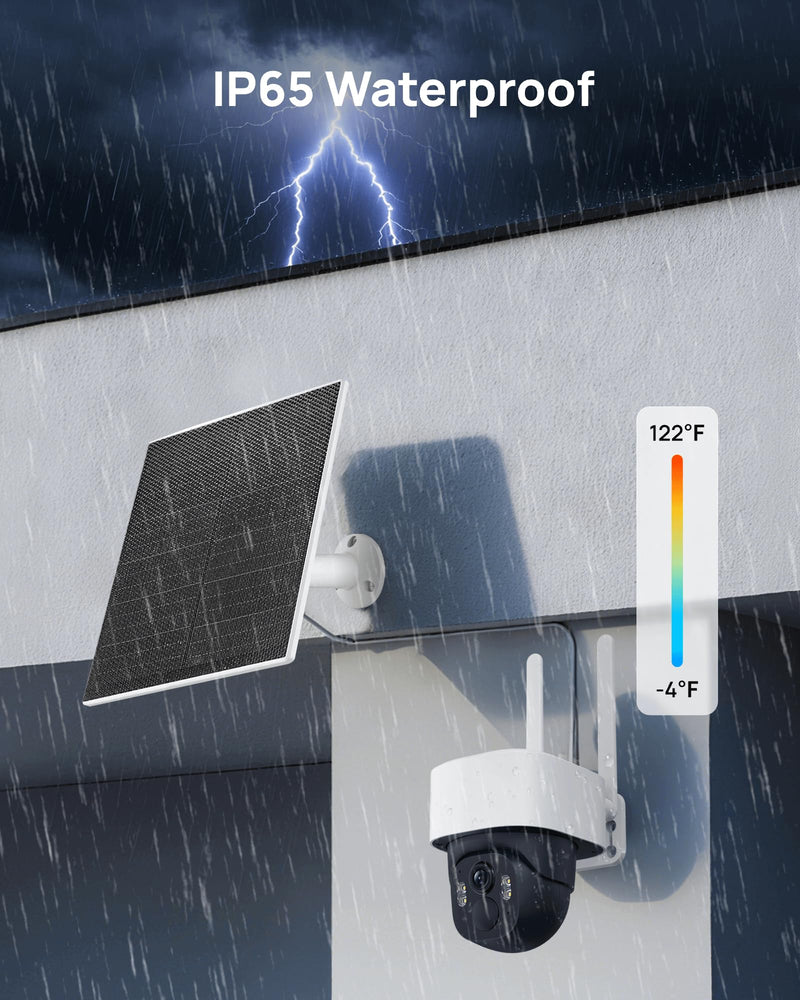5MP Solar Security Camera Wireless Outdoor, 3K UHD WiFi PTZ Camera with Color Night Vision, Motion Tracking, AI Human/Vehicle Detection, 2-Way Audio, Support 256GB SD, IP65 Waterproof