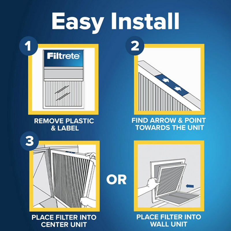 Filtrete 20x25x1 AC Furnace Air Filter, MERV 11, MPR 1000, Micro Allergen Defense, 3-Month Pleated 1-Inch Electrostatic Air Cleaning Filter, 2 Pack (Actual Size 19.688 x 24.688 x 0.84 in) 20 x 25 x 1