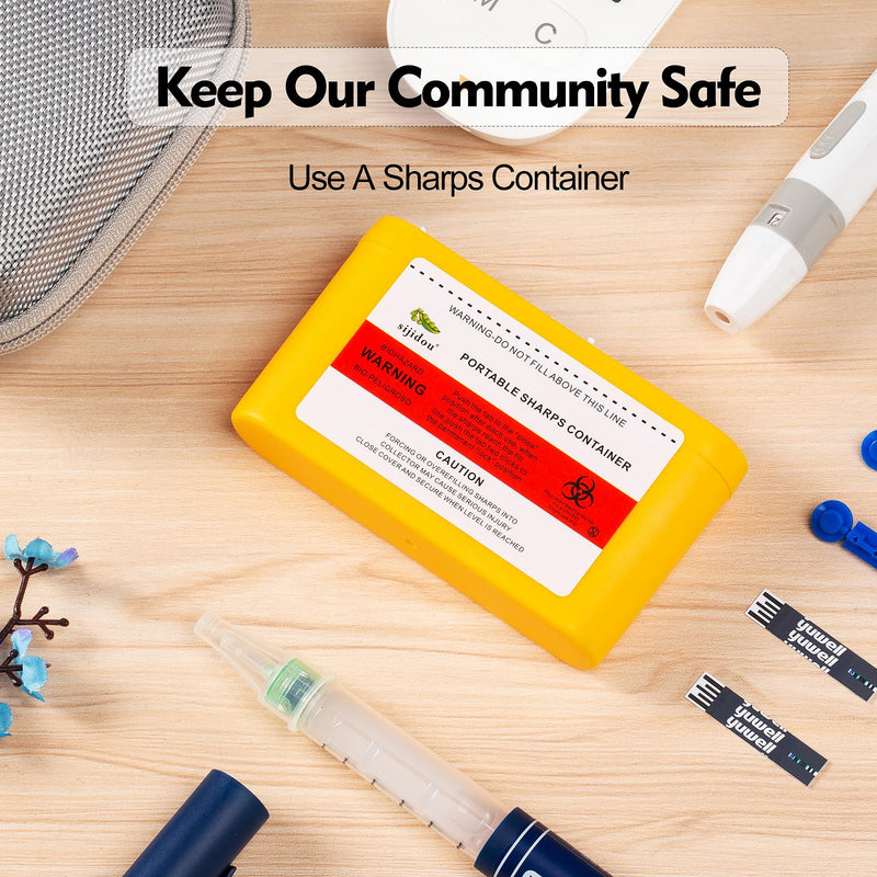 Portable Sharps Container Designed for Safe and Easy Disposal of Insulin Needles, Pen Needles, and Other Medical Sharps While Traveling Or at Home (6 Piece) 6
