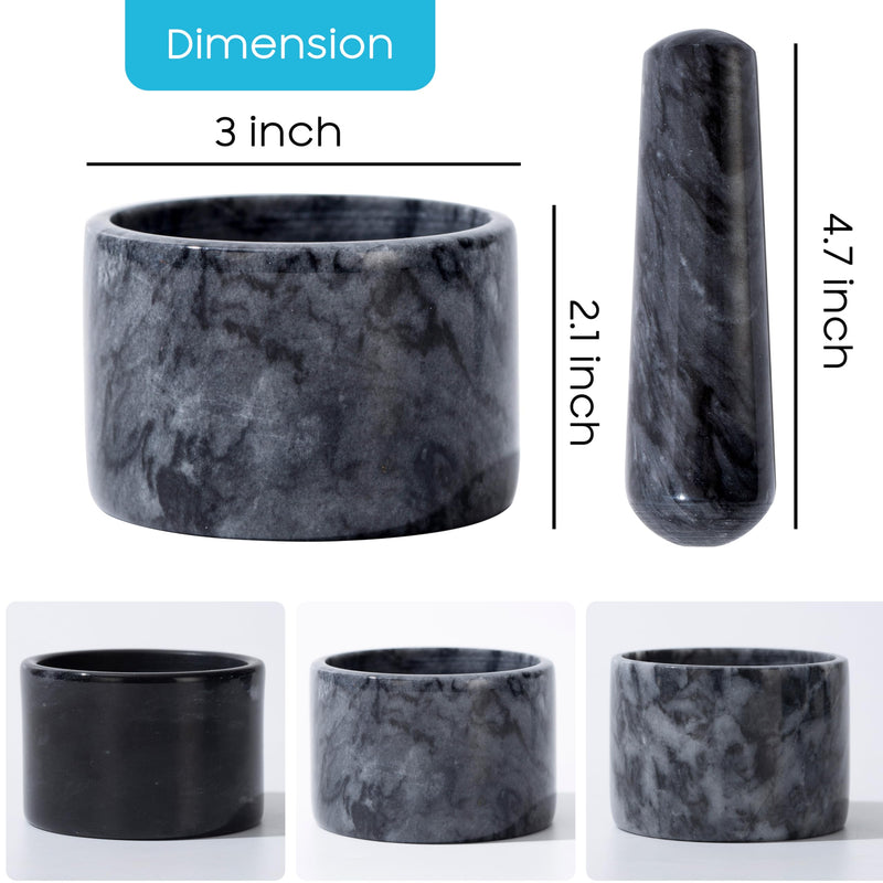 Pill Crusher, 3 inch Pill Crusher Grinder Fine Powder, Large Marble and Pestle Set, Arthritic Hands Pill Grinder
