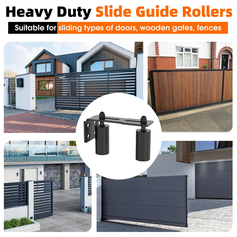 Heavy Duty Sliding Gate Guide Roller Hardware Kit, 4" Black Nylon Wheels with Steel L-Bracket, Adjustable Slide Gate Guide Roller for Rolling Door, Wood, Garage (Black-1pc, 4in) Black-1pc