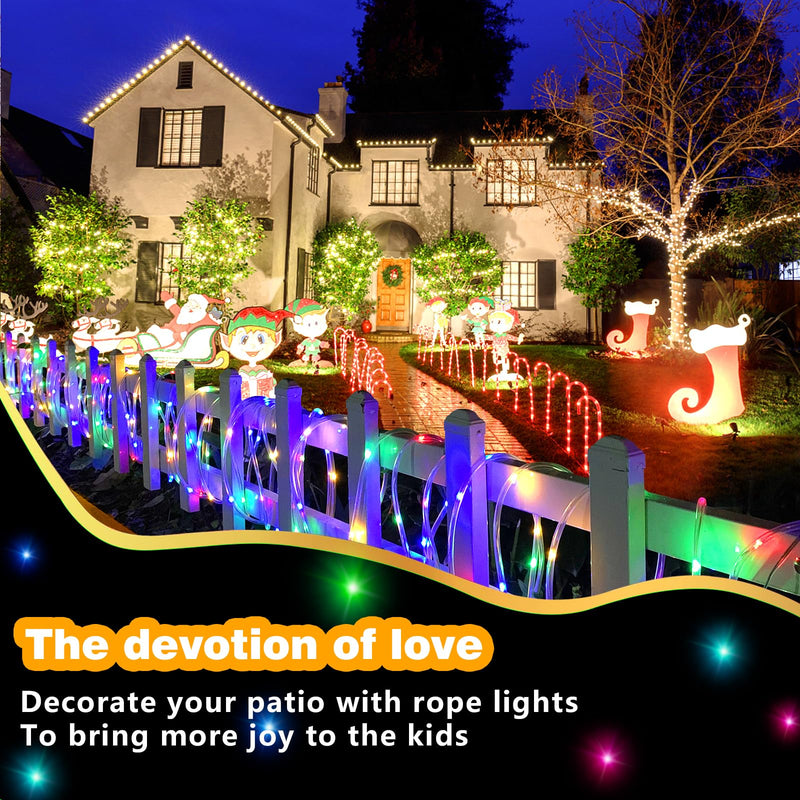 Solar String Lights Outdoor, 132Ft(66Ftx2 Pack) 400LED Rope Lights Waterproof, Color Changing LED Fairy Lights Solar Powered,Tube Lights with Remote for Christmas,Garden,Swimming Pool,Trampoline 132 Ft Multicolor(2 Pack x 66ft)