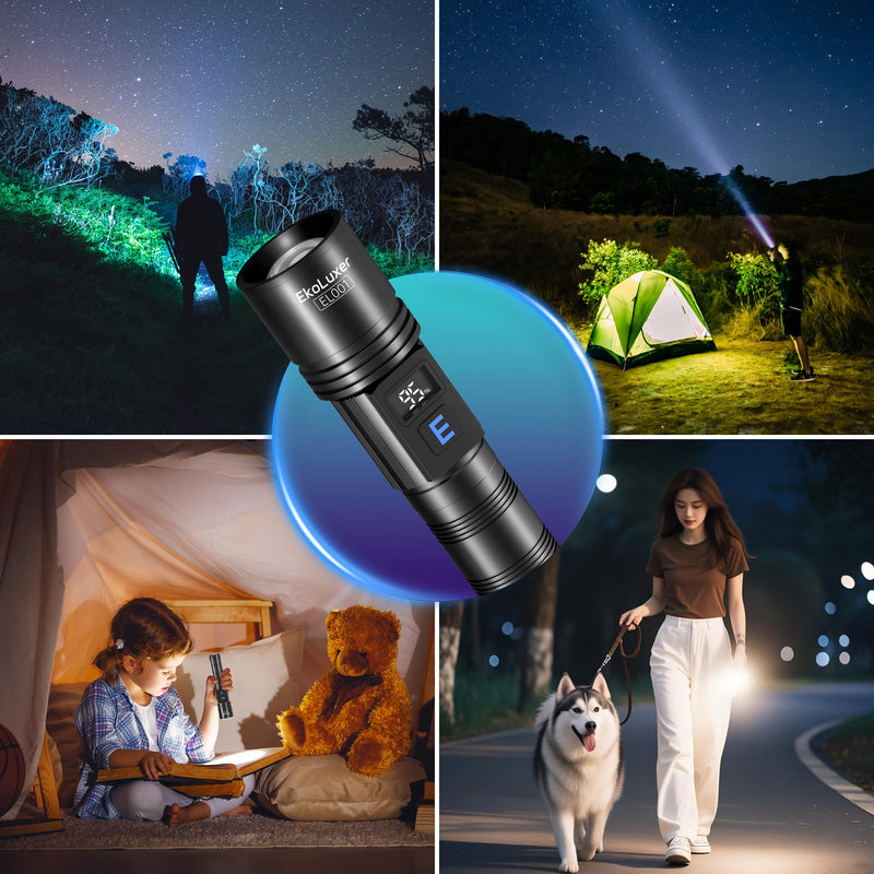 3Pack Rechargeable Flashlights 10000 High Lumens, Super Bright Flashlight with LCD Digital Display, 5Modes Adjustable LED Flashlight Tactical Flashlights High Powered, Flash Lights for Emergency 3 Pack