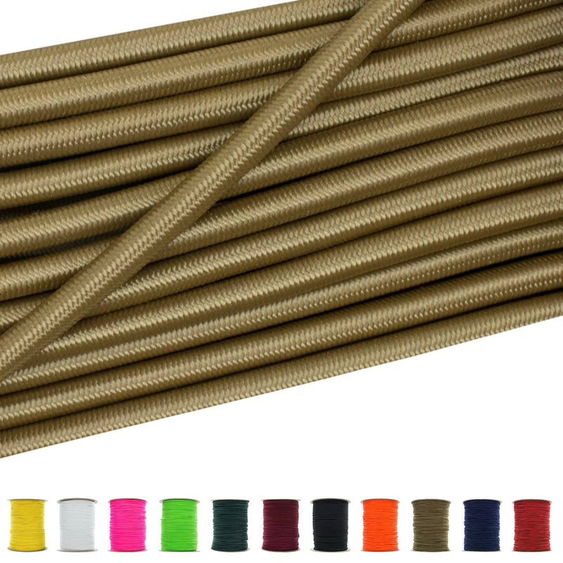 Paracord Planet Shock Cord - 100% Marine Grade Stretch Bungee Cord - DIY Projects, Tie Downs, and Recreation 1/8" x 25 ft Coyote Brown
