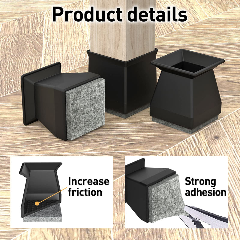 24 Pcs Square Chair Leg Floor Protectors, Chair Leg Covers to Protect Floors, Chair Leg Caps, Chair Foot Protectors for Wood Floors, Anti-Scratch & No Noise. 1 in Black. Square BK Small
