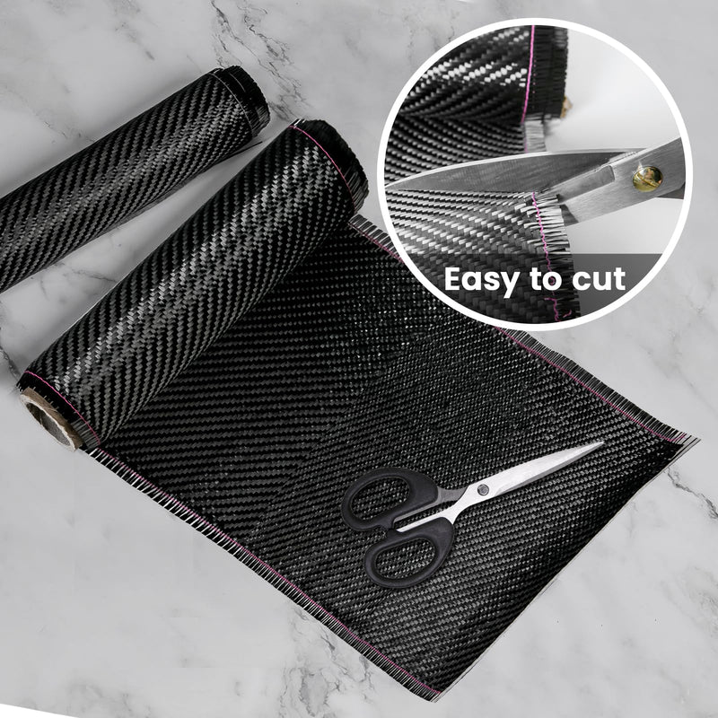 4.9ft x 7.9" Twill Carbon Fiber Fabric Carbon Fiber Cloth Roll, for Automotive Concrete Wall Structural Reinforcement Basement Boat Repair (1 roll) 7.9 in x 4.9 ft Twill Weave Matte Finish