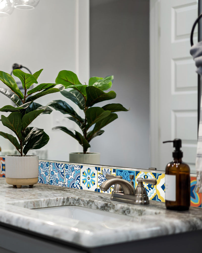 FLFK Wall Border Tile Stickers Peel and Stick Wallpaper Border for Kitchen Backsplash Bathroom Shower Room,4"x240" 4" x 240" DT924