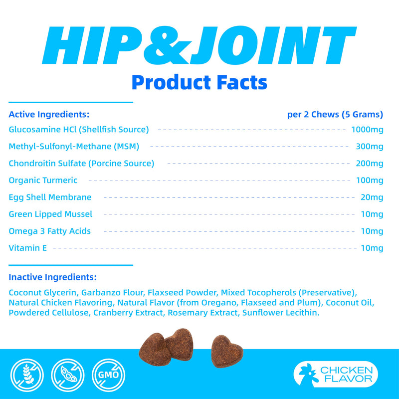 Advanced Hip & Joint Supplement for Dogs - 120 Soft Chews - Glucosamine, MSM, Chondroitin, Natural Anti-Inflammatory Formula for Optimal Mobility Support - PawsPlanet Australia