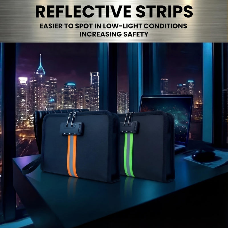 2 Pcs Fireproof Money Bag with Lock and Zipper, 8.2 x 5.7 x 1.1 Inch Waterproof Money Bag Waterproof Cash Storage Pouch Suitable for Cash, Mobile Phones, Keys, Credit Cards, Passports Orange,Green