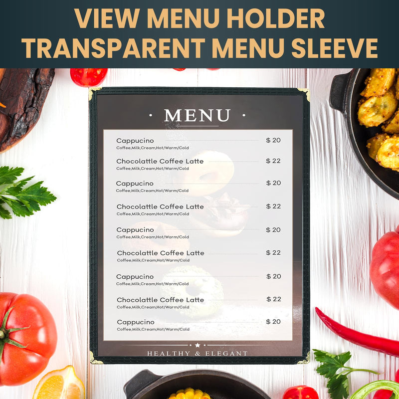 8.5 x 11 Inch Menu Covers, 10 Pack 1 Page 2 View Menu Sleeves Clear View Menu Holder for Kitchen, Restaurant Supplies, Drink, Wine Menu
