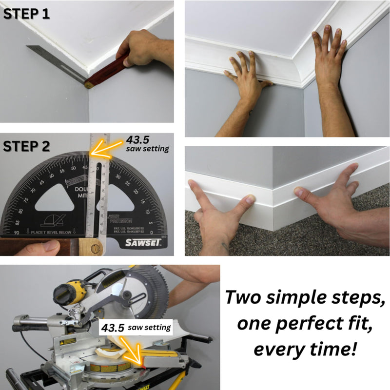 Miter Saw Protractor. 8 inch Aluminum Laser Etched Angle Finder Plus Ruler. No Math Ever! Large Scales Are The Key to Accuracy.
