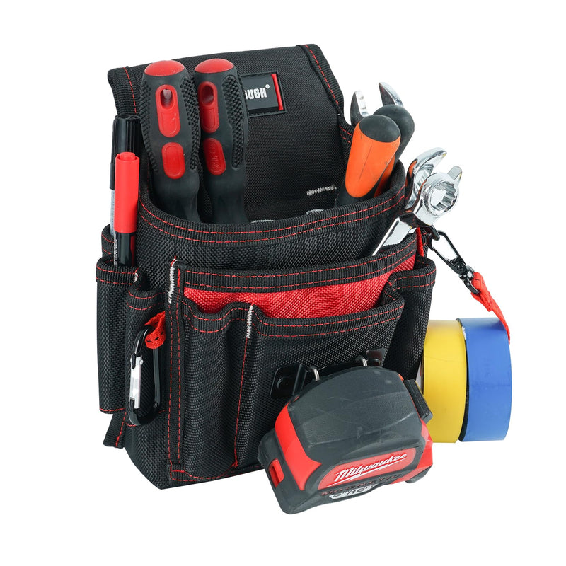 MELOTOUGH Electrician's Small Tool Pouch for Tool Belt Tool Pouch Tool Holster with Multiple Pockets, Construction Pouch Tool Organizer for Tools Red