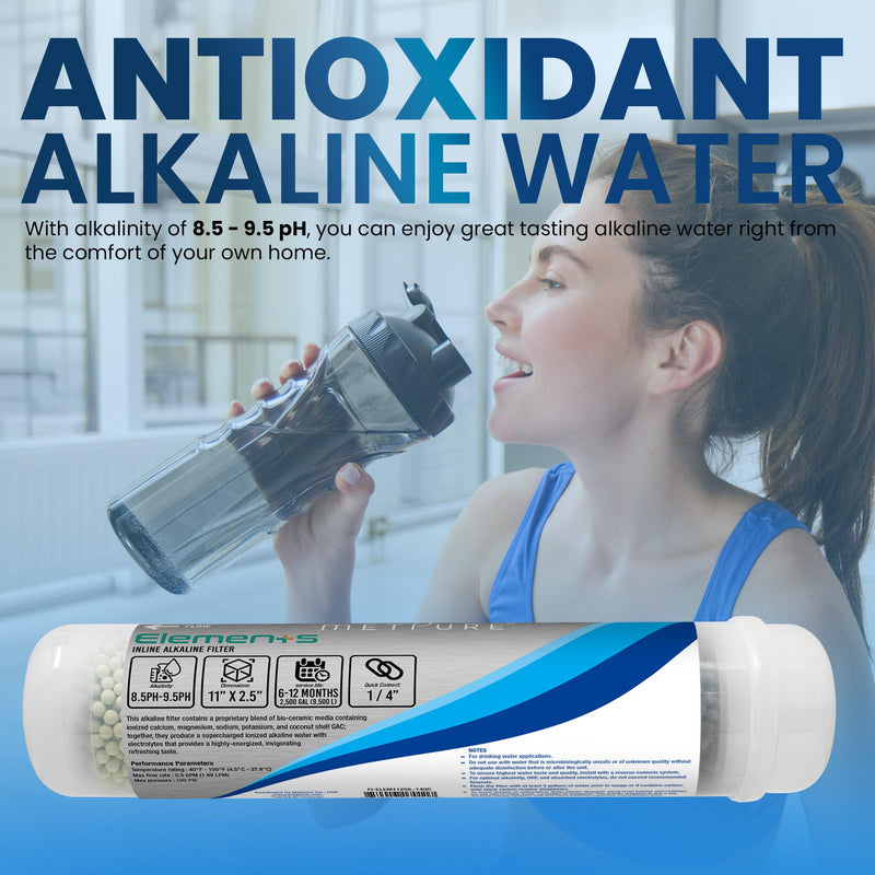 Metpure Elements Alkaline Inline Water Filter, 11" x 2.5", 1/4" QC