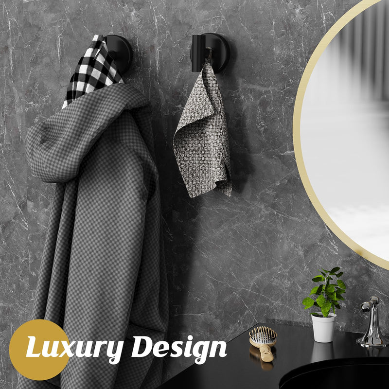 Suction Cup Hooks for Shower,Heavy Duty Shower Hooks for Inside Shower,No Drill Wall Mounted Towel Hooks for Bathrooms Wall,Kitchen,Glass,Mirror,Tile to Hang Towels,Robes,Coat-Black(2 Pack) Black-2pc